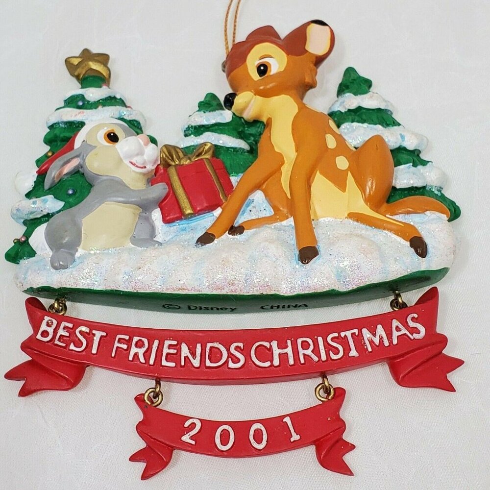 Rare Disney Store Bambi Thumper Christmas Ornament 4.5" Best Friends vtg 2001 - Picture 7 of 7